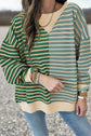 Brown Stripe Casual Stripe Colorblock Drop Shoulder Oversize Sweatshirt