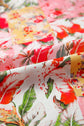 Floral Contrast Collared V-Neck Short Sleeve Blouse