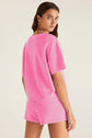 Myosotis V Neck Drop Shoulder Tee and Patchwork Drawstring Elastic Waistband Shorts Set