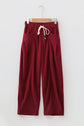 Corduroy Drawstring Waist Pleated Straight Leg Pants