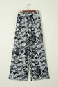 Camo Drawstring High Waist Wide Leg Pants
