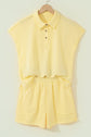Solid Polo Tee & Elastic Waist Short Set