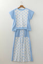 Polka Dot Patchwork Top & Wide Leg Pants Set