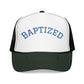 Baptized Foam Trucker Hat — Navy Christian Faith Baseball Cap