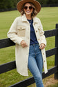 Blue Contrast Flap Pocket Single Breasted Teddy Coat