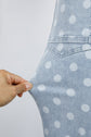 Polka Dot Denim Raw Hem Barrel Jeans
