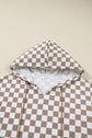 Checker Patchwork Tie Neck Oversized Hoodie