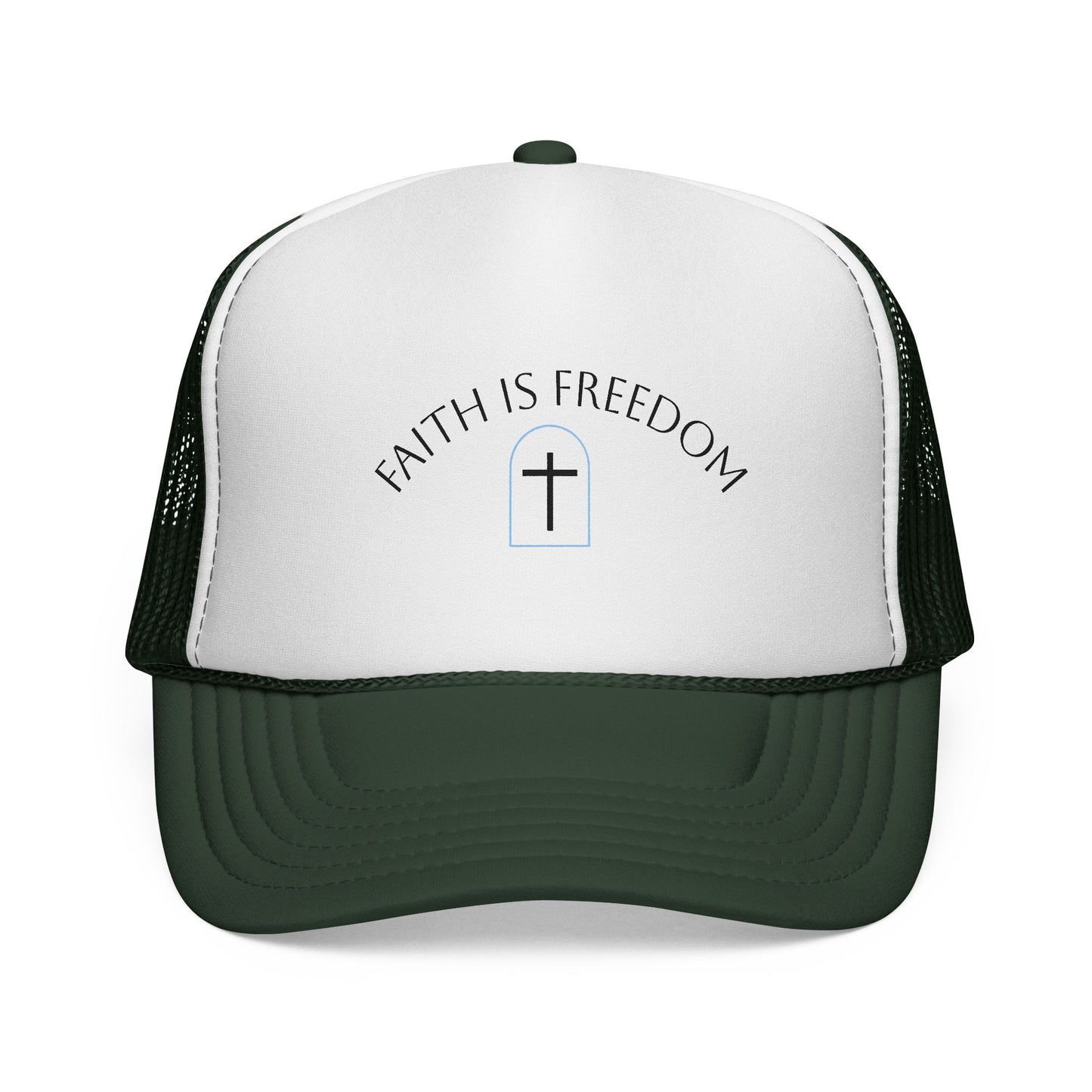 Faith Is Freedom Trucker Cap — Christian Cross Mesh Hat