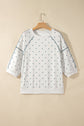 Polka Dot Piping Trim 3/4 Raglan Sleeve Top