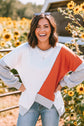 Colorblock Stitching Irregular Hem Long Sleeve Top