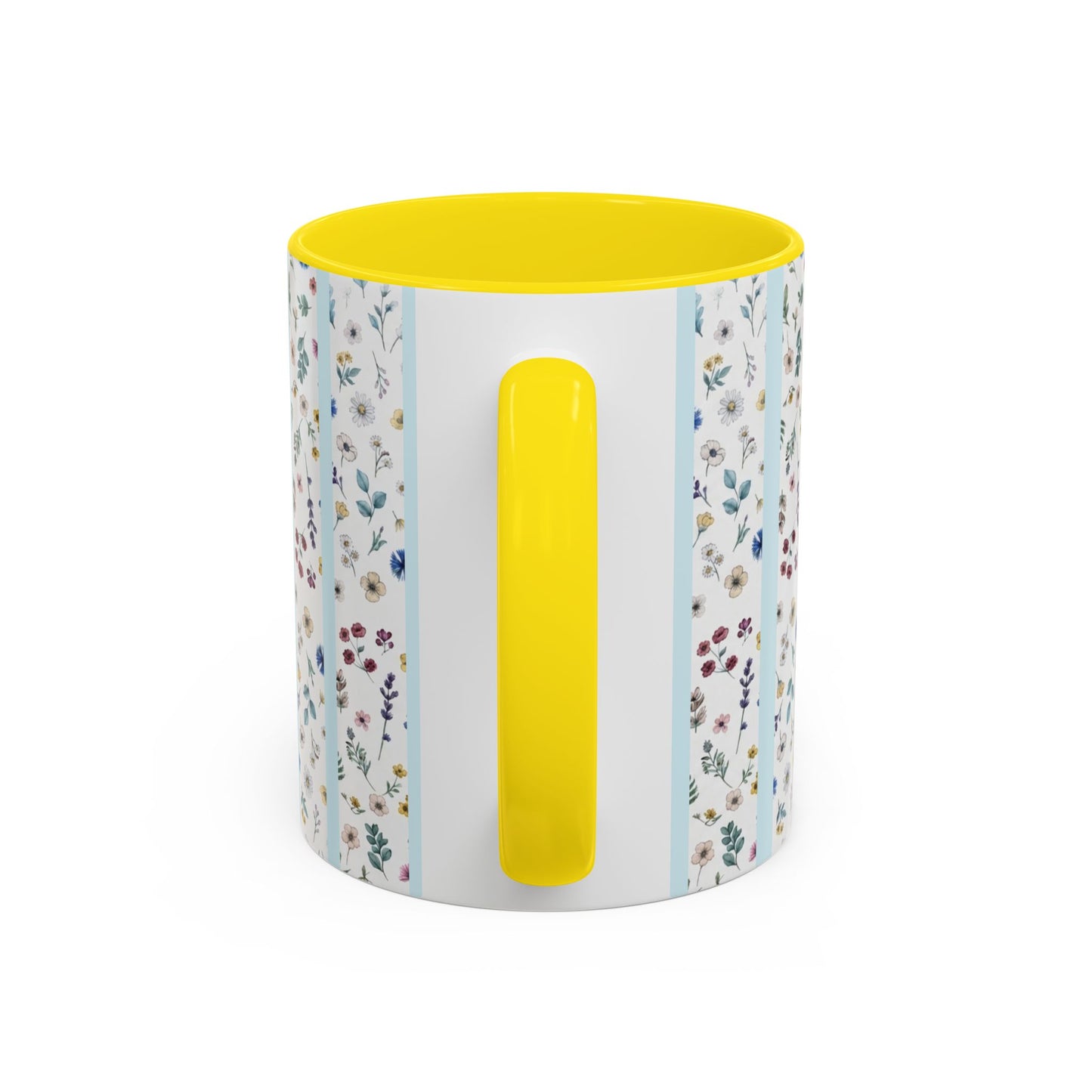 Blessed Nana Floral Accent Coffee Mug — Blue Striped 11/15oz
