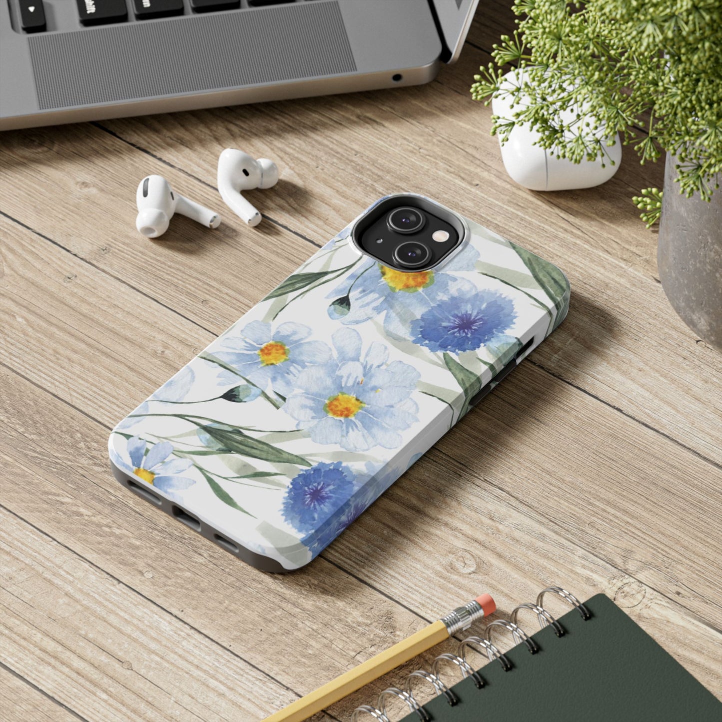 Blue Floral Tough Phone Cases