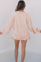 Sky Blue Corded Lantern Sleeve Top High Waist Ruffled Mini Skort Set