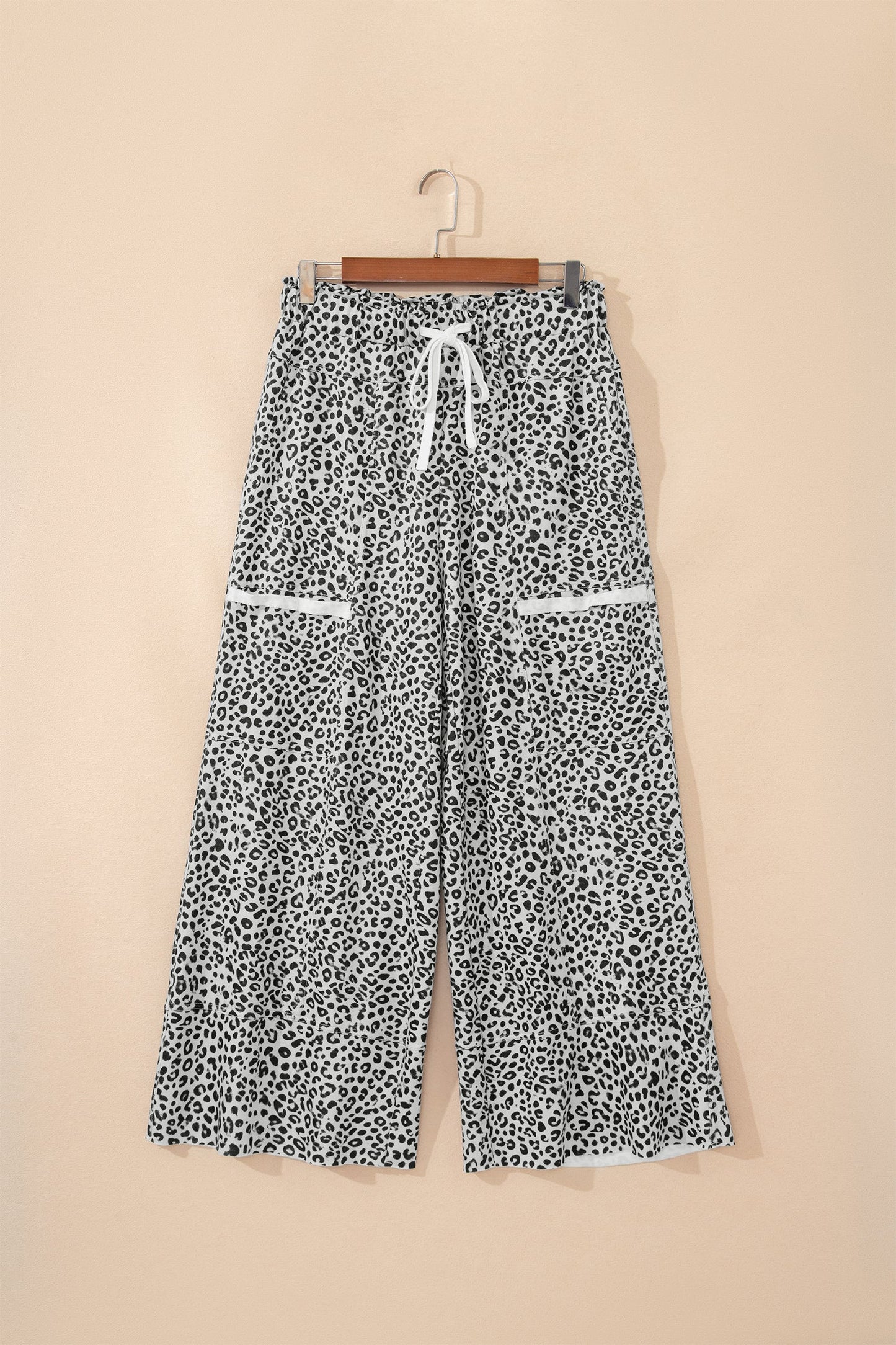 Leopard Terry Knit Wide Leg Pants