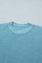 Solid Exposed Seam 3/4 Sleeve Loose Sweater