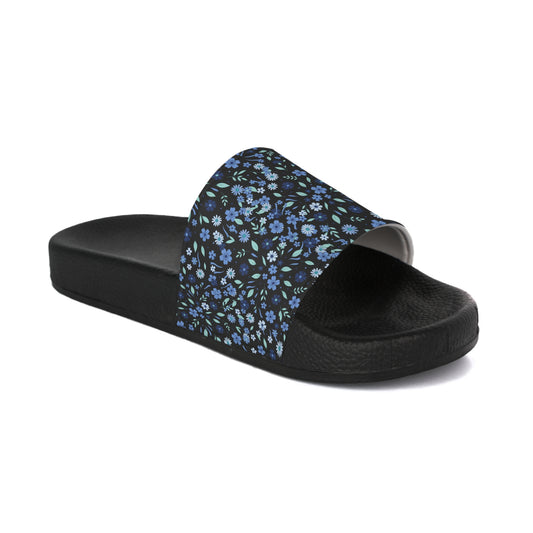 Floral Blue Ditsy Slide Sandals — Women's Casual Pool & Beach Slides
