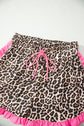 Polka Dot & Leopard Contrast Ruffle Trim Shorts