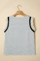 Stripe Ruffle Contrast Trim Tank Top