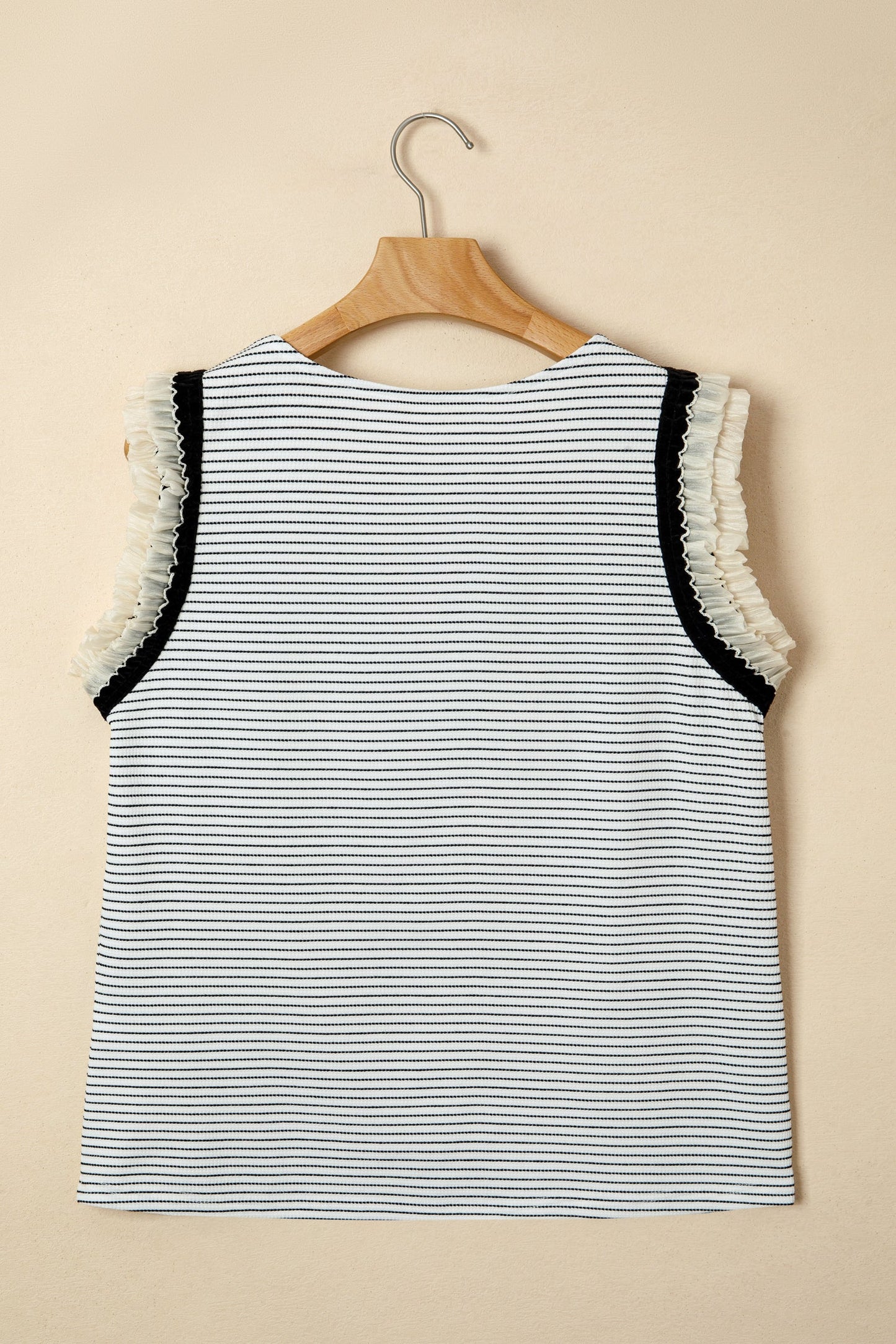Stripe Ruffle Contrast Trim Tank Top