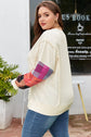 Plus Size Plaid Patchwork Long Sleeve Exposed Seam Top