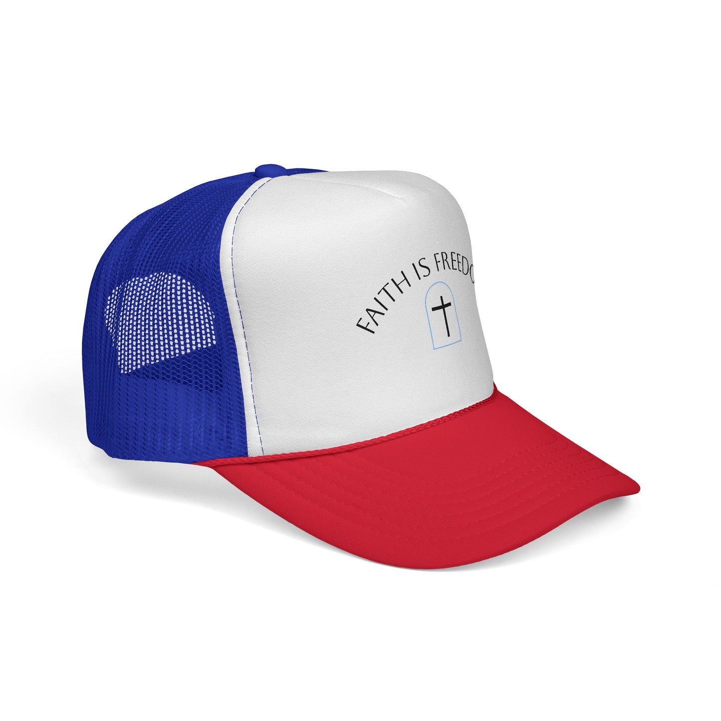 Faith Is Freedom Trucker Cap — Christian Cross Mesh Hat