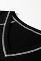Waffle Textured Contrast Trim V-Neck Tee