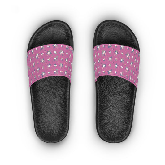 Pink Daisy Slide Sandals — Floral Women's Summer Slides