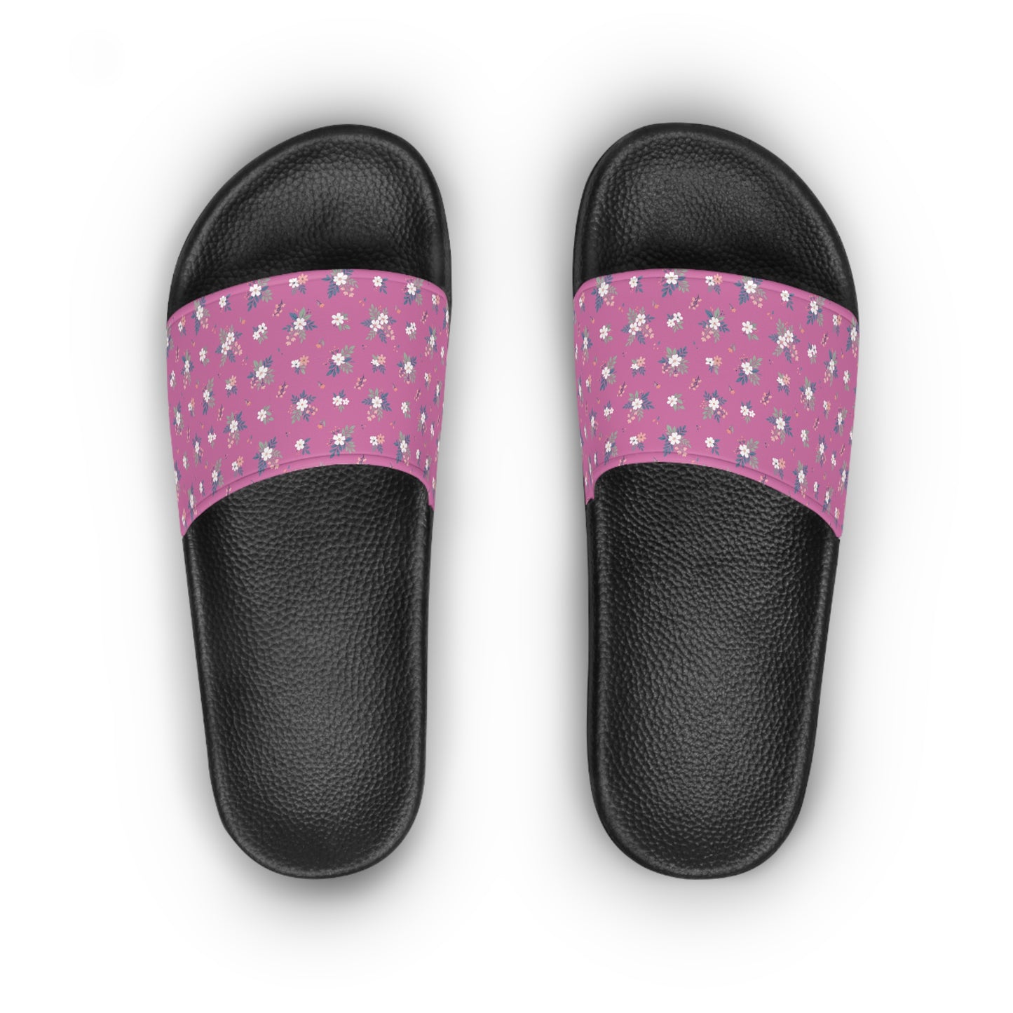 Pink Daisy Slide Sandals — Floral Women's Summer Slides