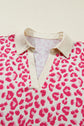 Leopard Collared V-Neck Top & Shorts Set
