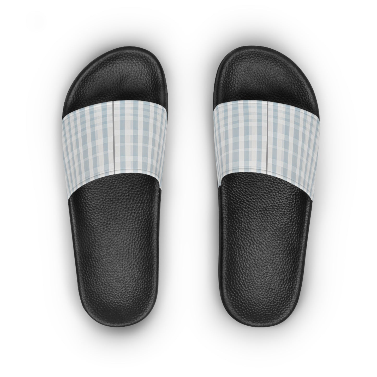 Women's Plaid Slide Sandals - Light Blue Check Summer Slides