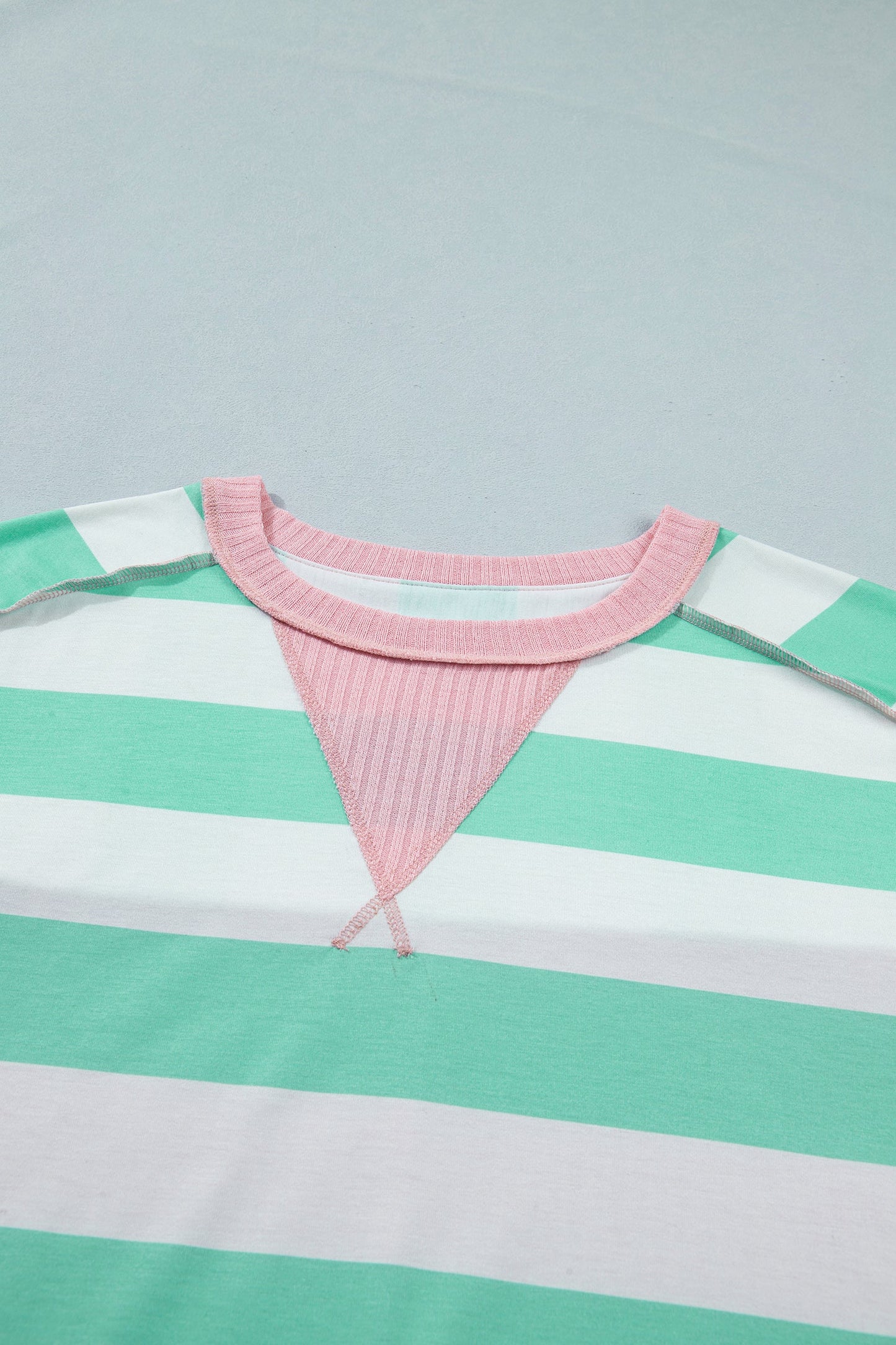 Stripe Exposed Seam Ribbed Patchwork Oversized Tee
