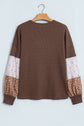 Floral Patchwork Waffle Knit Long Sleeve Top