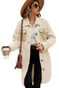 Blue Contrast Flap Pocket Single Breasted Teddy Coat