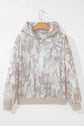 Abstract Camo Ribbed Trim Kangaroo Pocket Hoodie