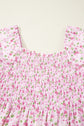 Floral Bubble Sleeve Shirred Waist Maxi Dress