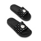 Floral Black Slide Sandals — LOGO Accent