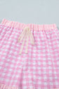 Gingham Ruffle Stripe Patchwork Lace Tie Shorts