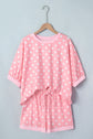Polka Dot Oversized Top & Drawstring Shorts Set