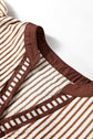 Stripe Double Ruffle Short Sleeve V-Neck Blouse