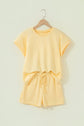 Solid Embroidered Eyelet Patchwork Top & Shorts Set
