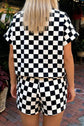 Checker Colorblock Mock Neck Top & Short Set