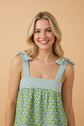 Floral Stripe Tie Strap Babydoll Tank Top