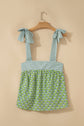 Floral Stripe Tie Strap Babydoll Tank Top