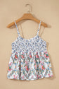 Floral Patchwork Spaghetti Strap Babydoll Top