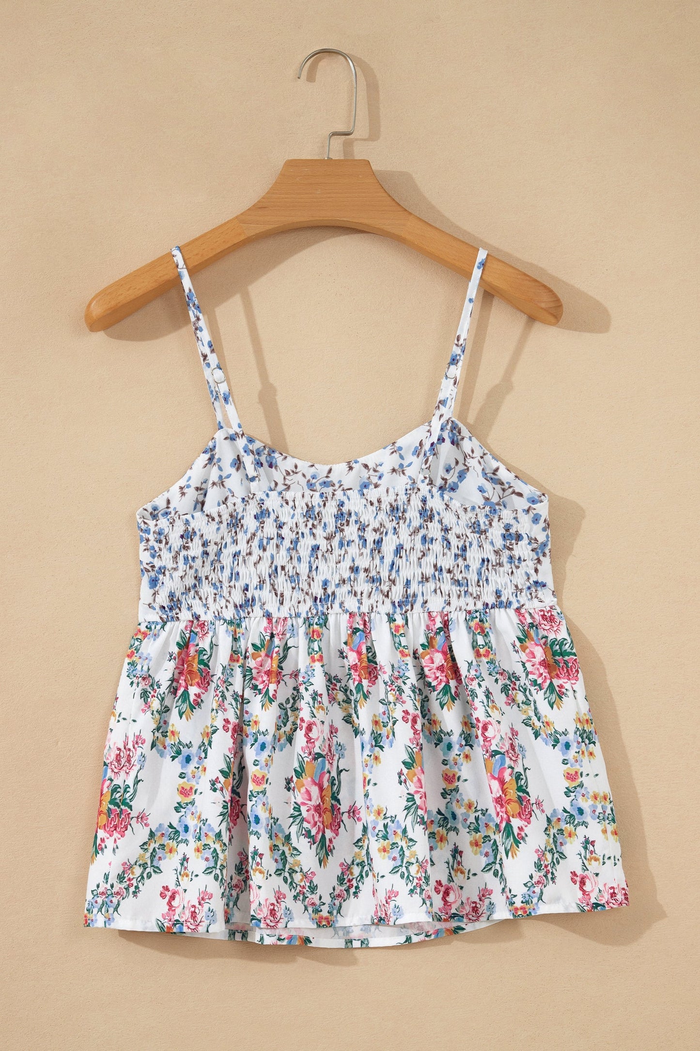 Floral Patchwork Spaghetti Strap Babydoll Top