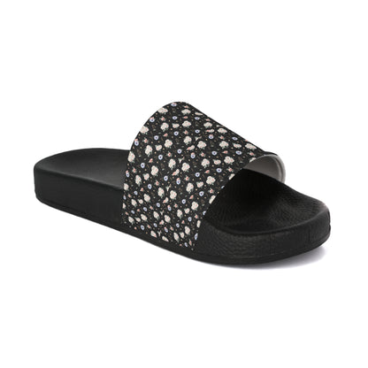 Ditsy Floral Black Slide Sandals — Women's Casual Pool & Beach Slides