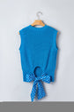 Polka Dot Bow Tie Back Cropped Sweater Tank