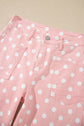 Polka Dot Denim Raw Hem Barrel Jeans