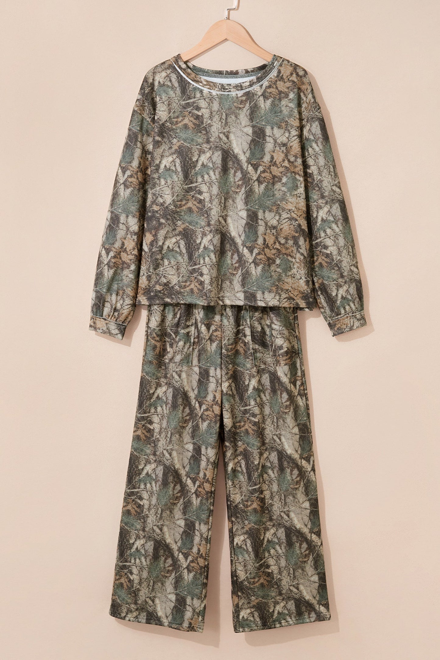Woodland Camo Long Sleeve Top & Pants Set