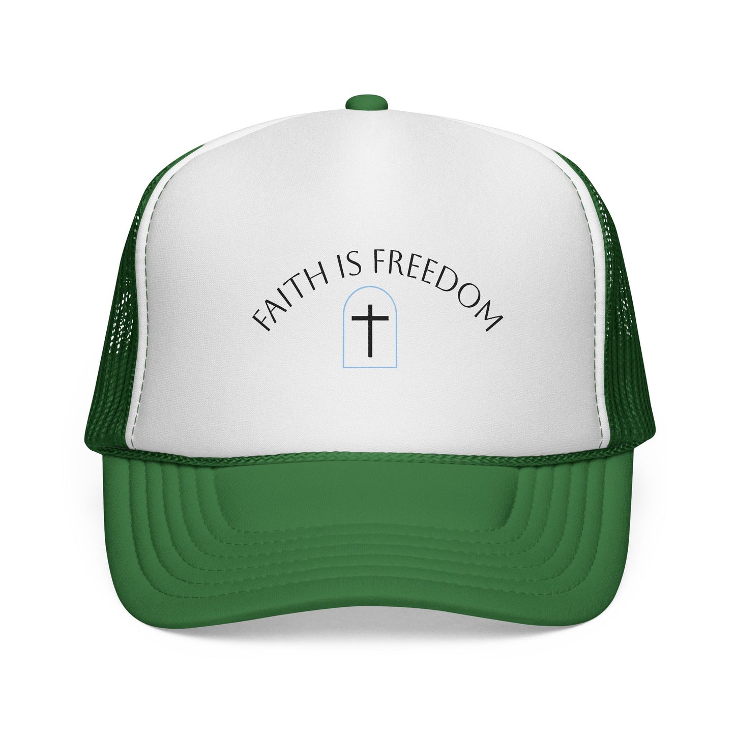 Faith Is Freedom Trucker Cap — Christian Cross Mesh Hat